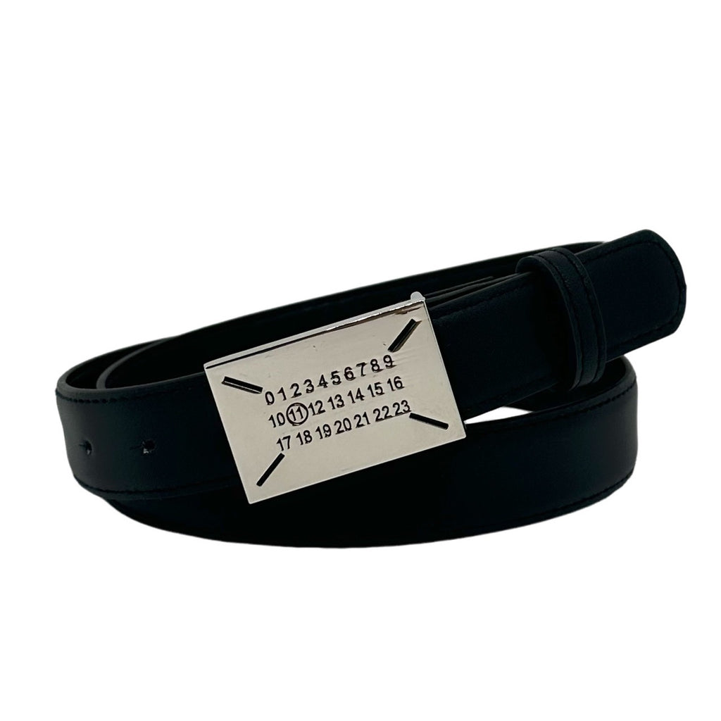 Maison Margiela Number Tag Flat Buckle Leather Belt Streetwear Unisex