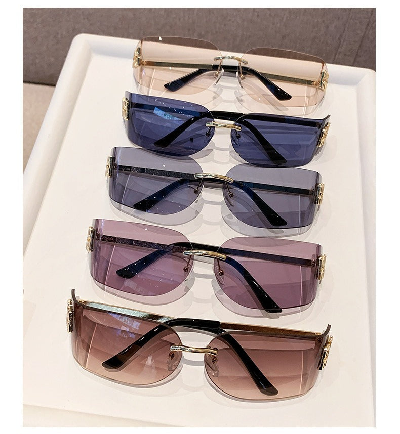 Miu Miu MU 54YS Y2K Rimless Gradient Narrow Frame Womens Sunglasses