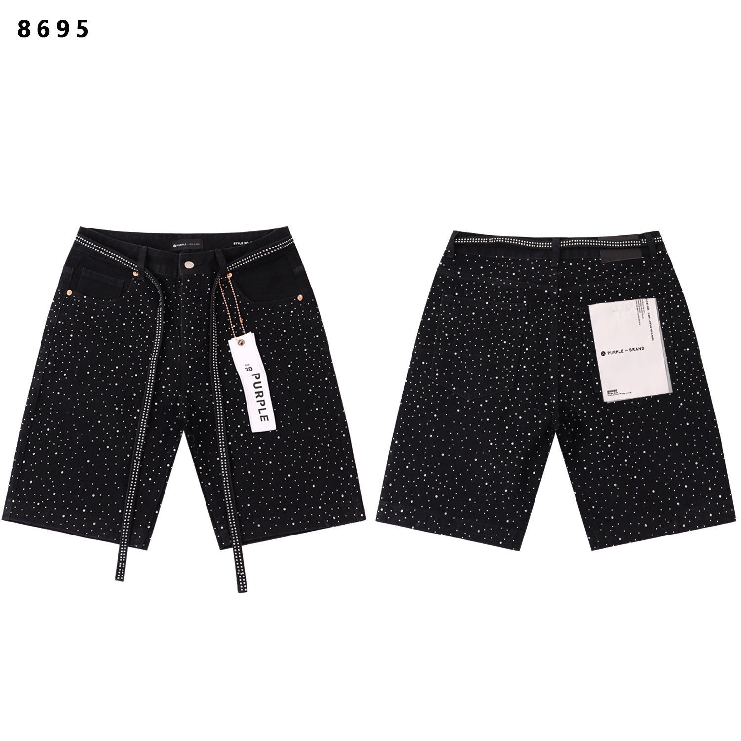 Purple Brand Rhinestone Loose Casual Denim Shorts