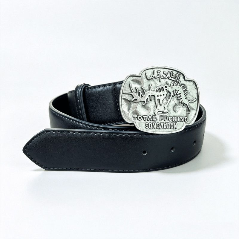 Vintage Scorpion Bull Metal Buckle Leather Belt Western Punk Waist