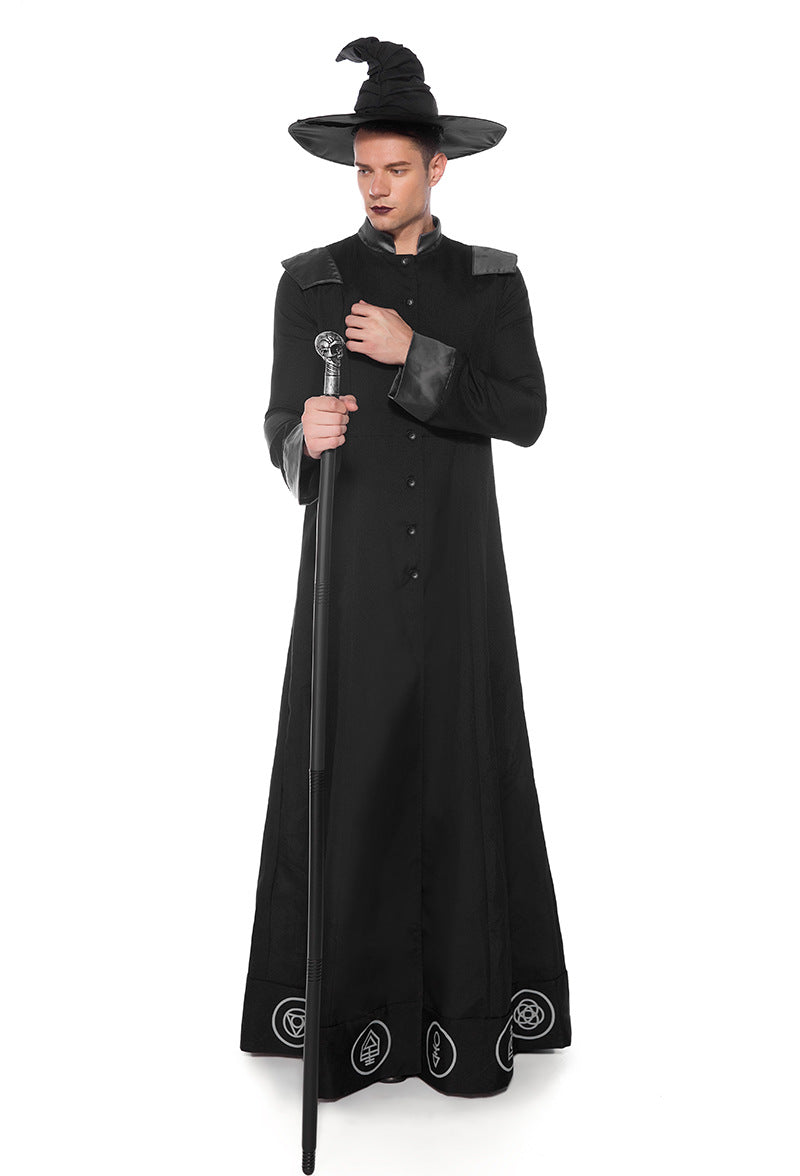 Halloween Wizard Witch Long Robe Cosplay Sets Adult & Kids Outfits