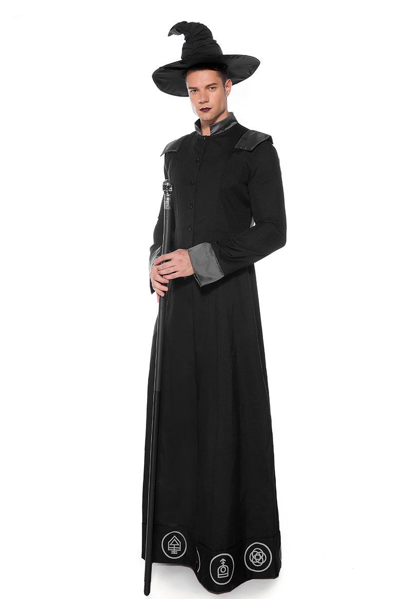Halloween Wizard Witch Long Robe Cosplay Sets Adult & Kids Outfits