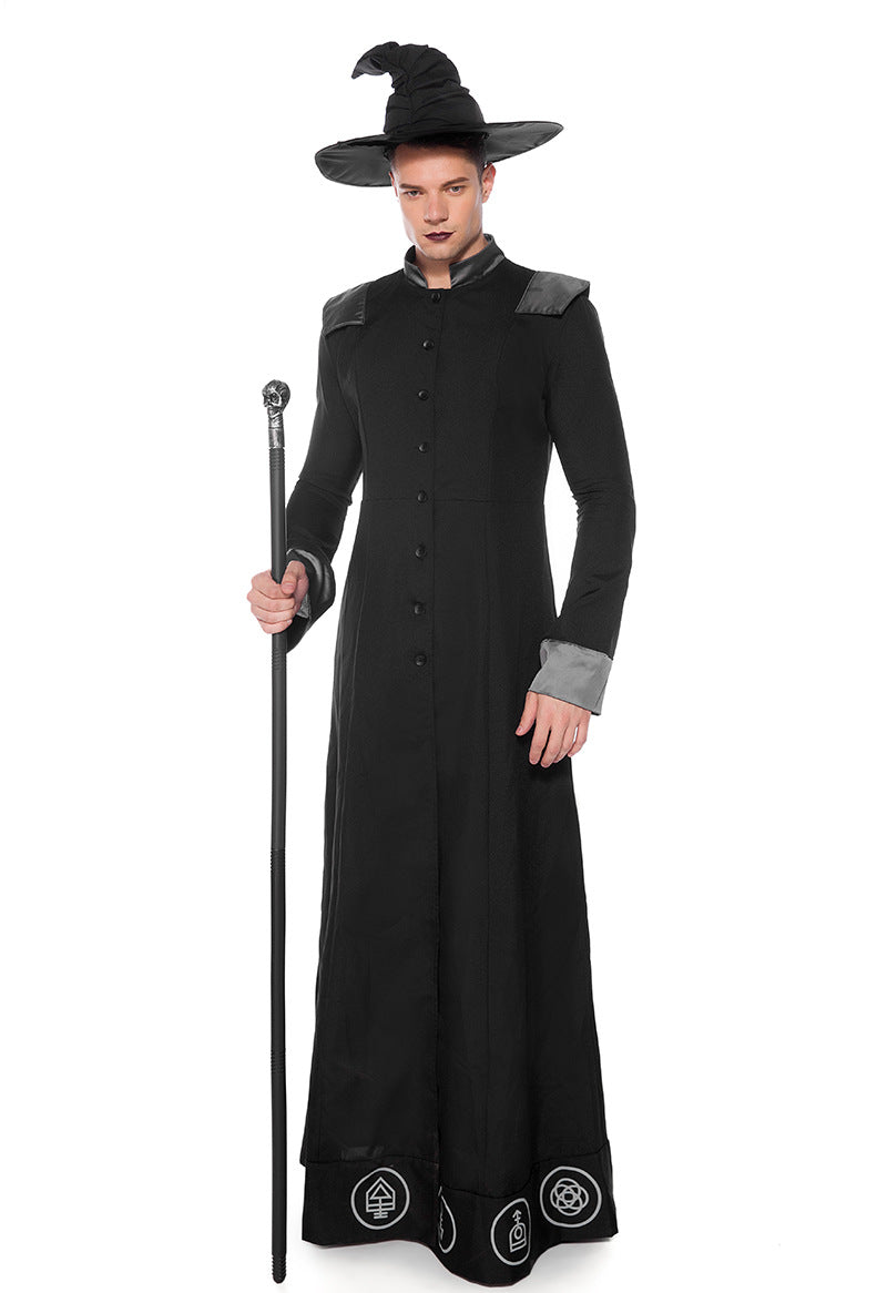 Halloween Wizard Witch Long Robe Cosplay Sets Adult & Kids Outfits