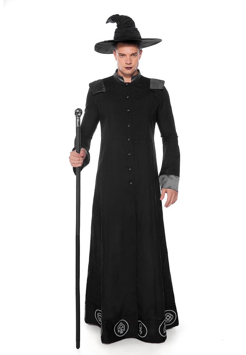 Halloween Wizard Witch Long Robe Cosplay Sets Adult & Kids Outfits