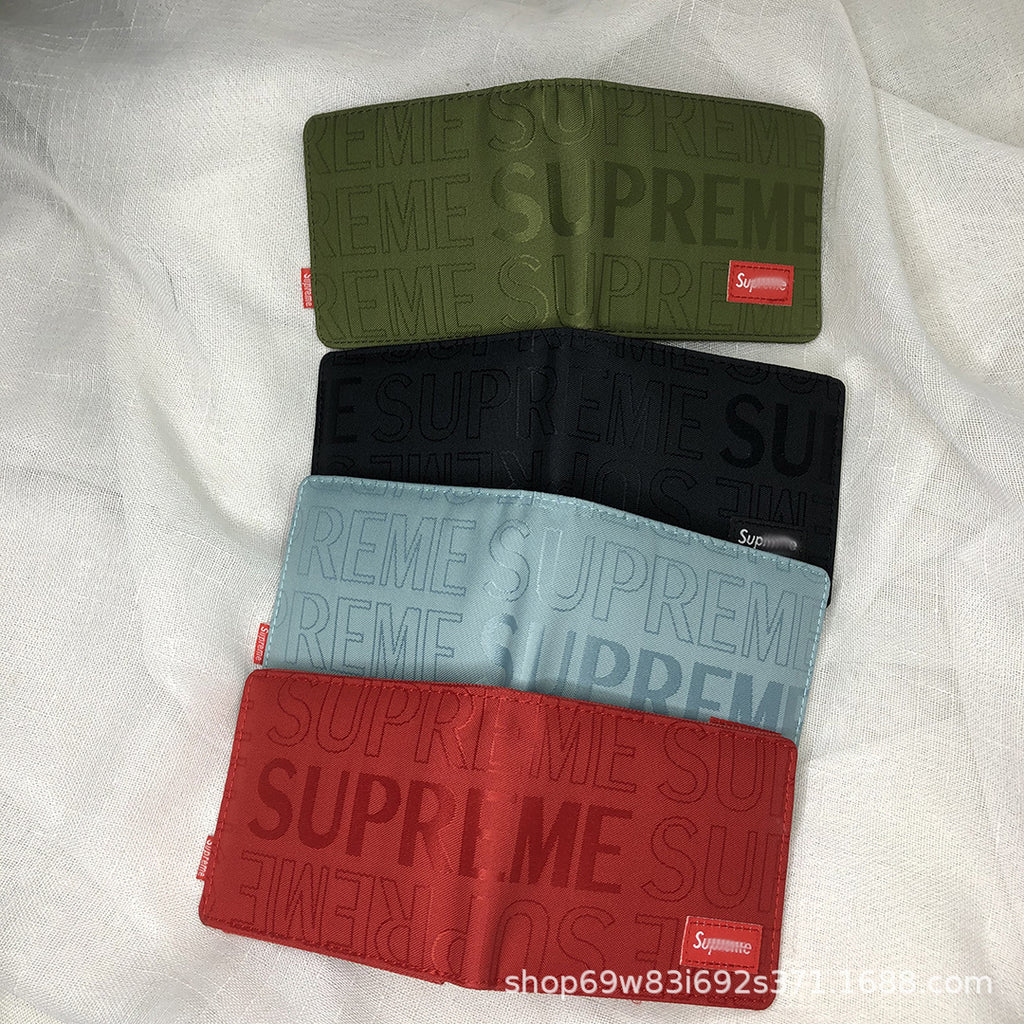 Supreme Allover Woven Logo Bifold Wallet Multicolor Canvas Card Holder