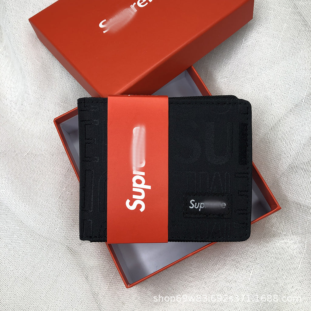 Supreme Allover Woven Logo Bifold Wallet Multicolor Canvas Card Holder