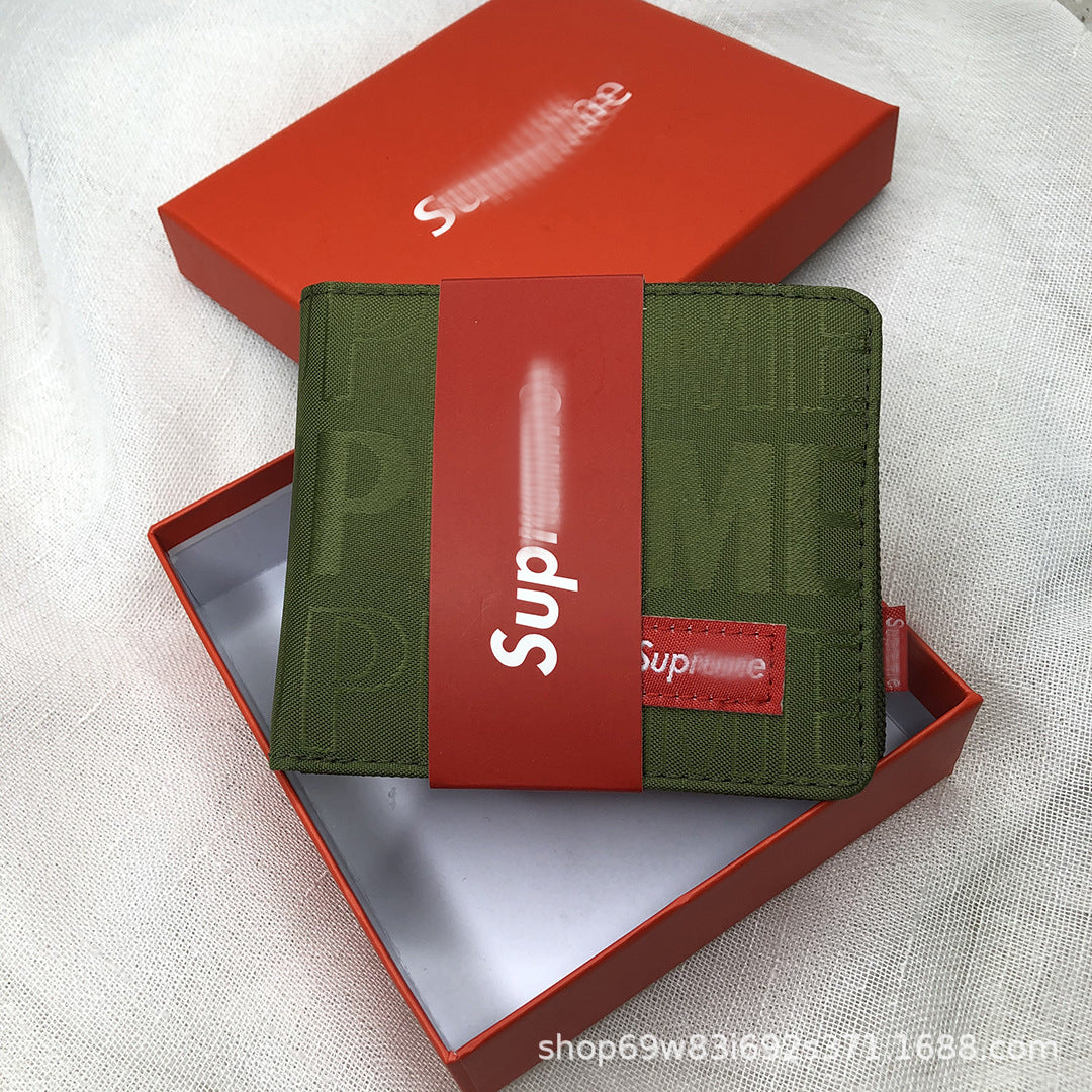 Supreme Allover Woven Logo Bifold Wallet Multicolor Canvas Card Holder