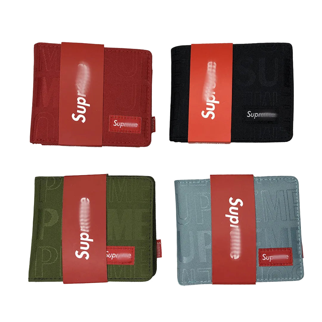 Supreme Allover Woven Logo Bifold Wallet Multicolor Canvas Card Holder