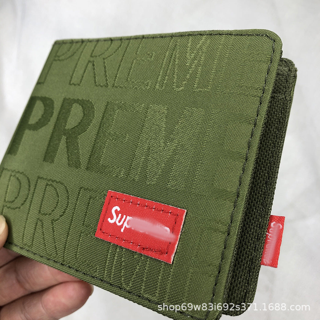 Supreme Allover Woven Logo Bifold Wallet Multicolor Canvas Card Holder