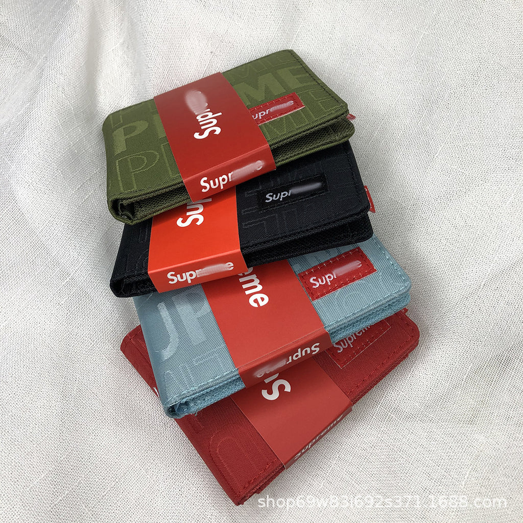 Supreme Allover Woven Logo Bifold Wallet Multicolor Canvas Card Holder