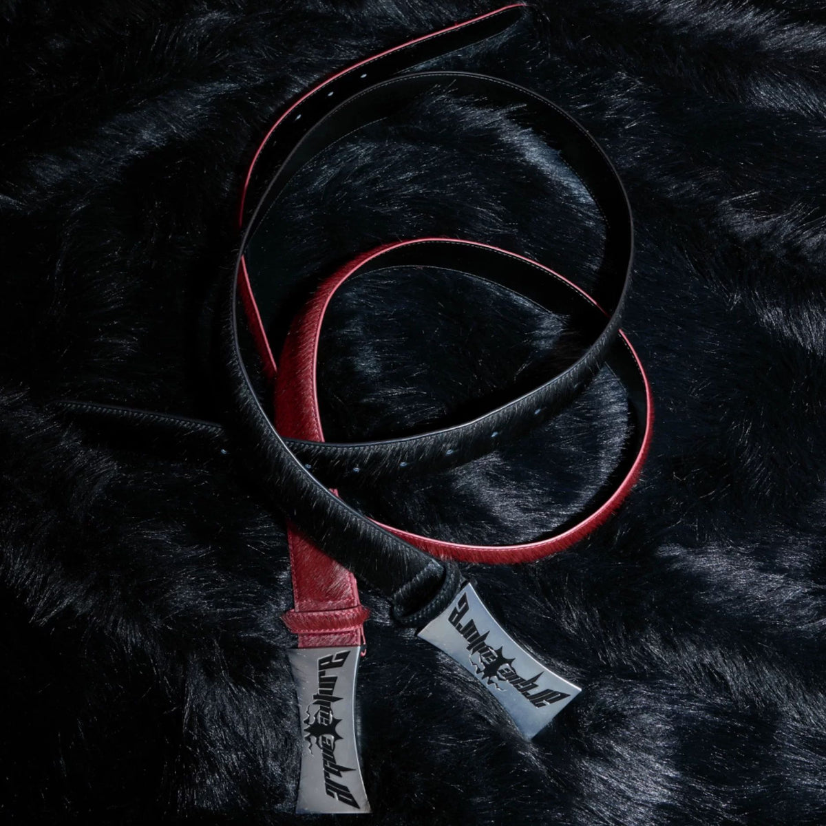 Argue Culture Horsehair Leather Belt Vintage Metal Plate Waist Belt