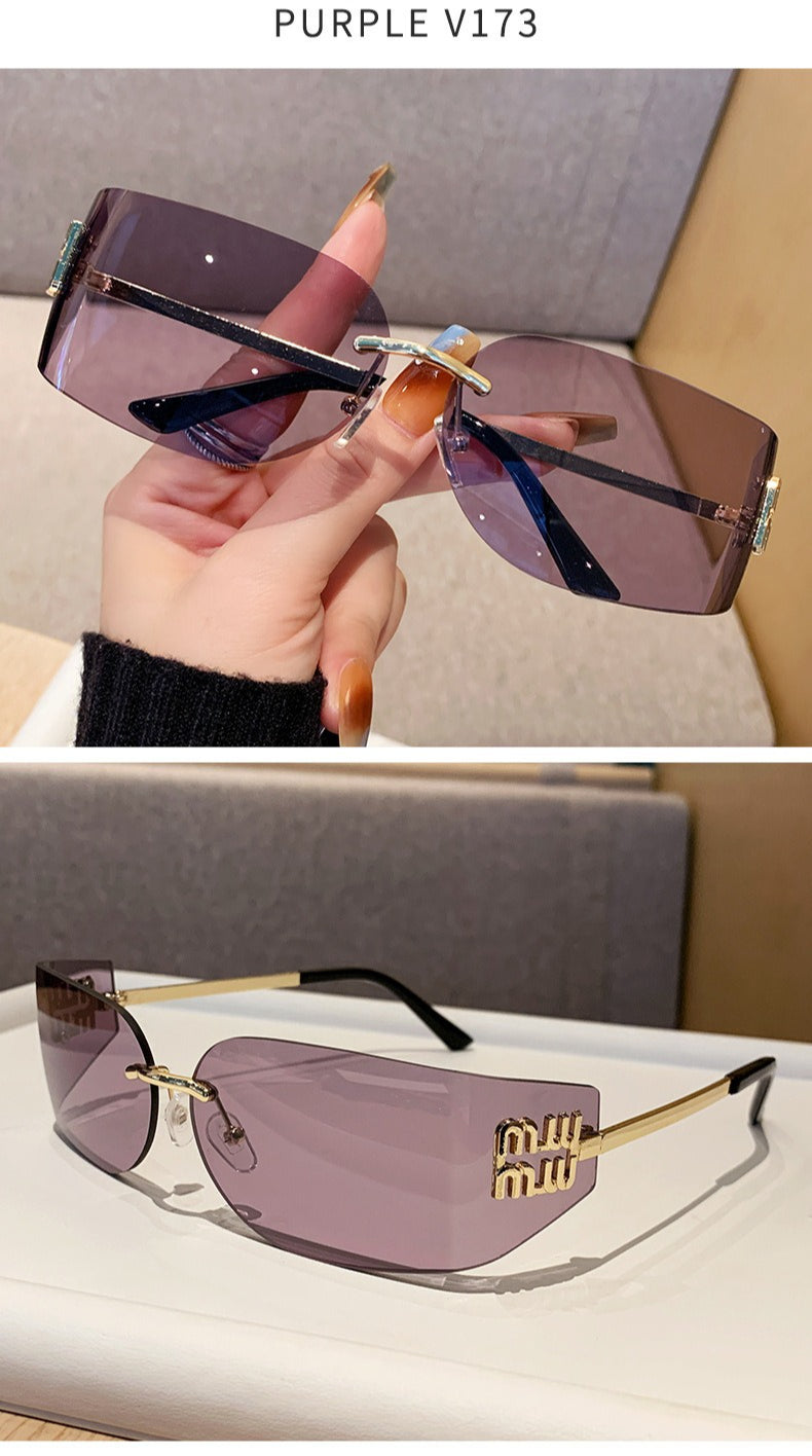 Miu Miu MU 54YS Y2K Rimless Gradient Narrow Frame Womens Sunglasses
