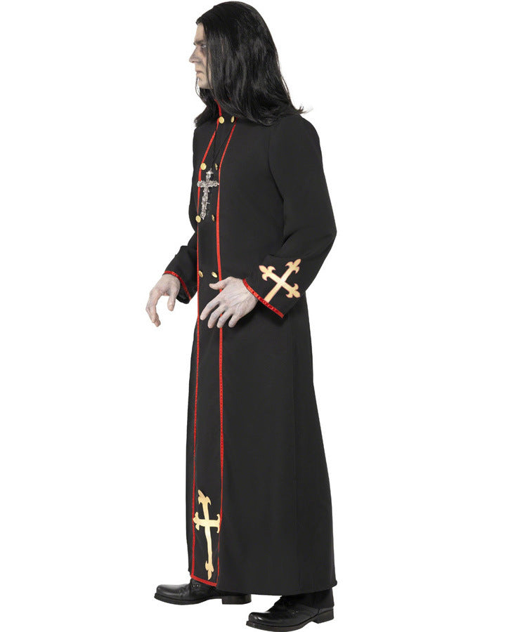 Halloween Men Priest Father Cosplay Religious Robe Carnival Party Sets