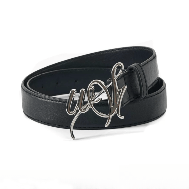 WESTAYONE Leather Belt Signature Logo Metal Buckle Women Fashion Waist