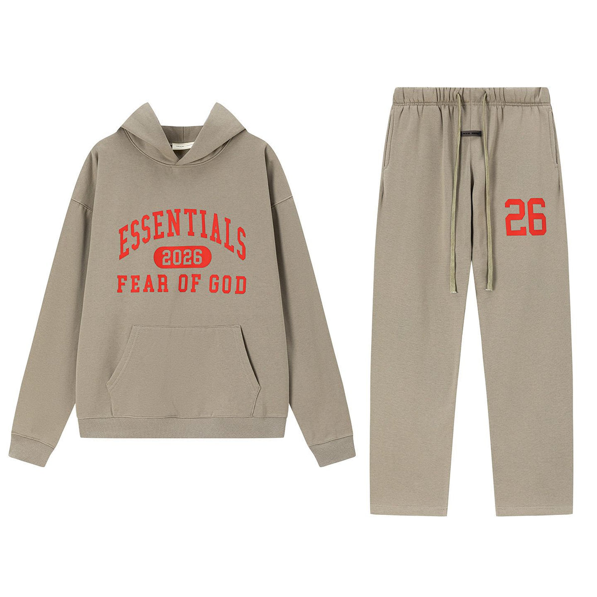 Fear Of God Essentials 3D Silicone Logo Fleece Hoodie Sweatpants Set