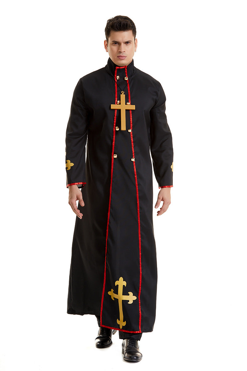 Halloween Men Priest Father Cosplay Religious Robe Carnival Party Sets