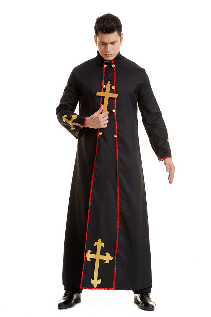 Halloween Men Priest Father Cosplay Religious Robe Carnival Party Sets