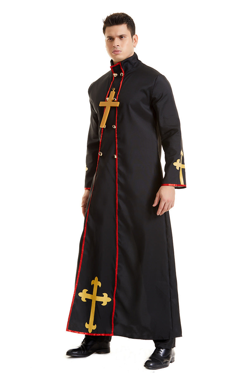 Halloween Men Priest Father Cosplay Religious Robe Carnival Party Sets