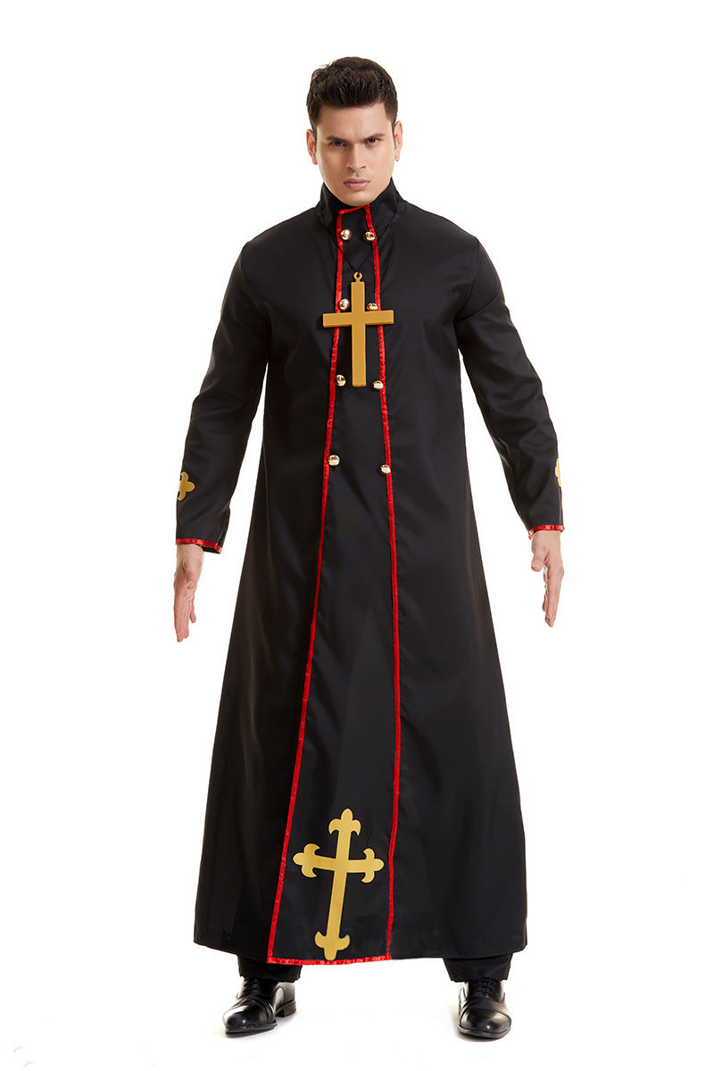 Halloween Men Priest Father Cosplay Religious Robe Carnival Party Sets