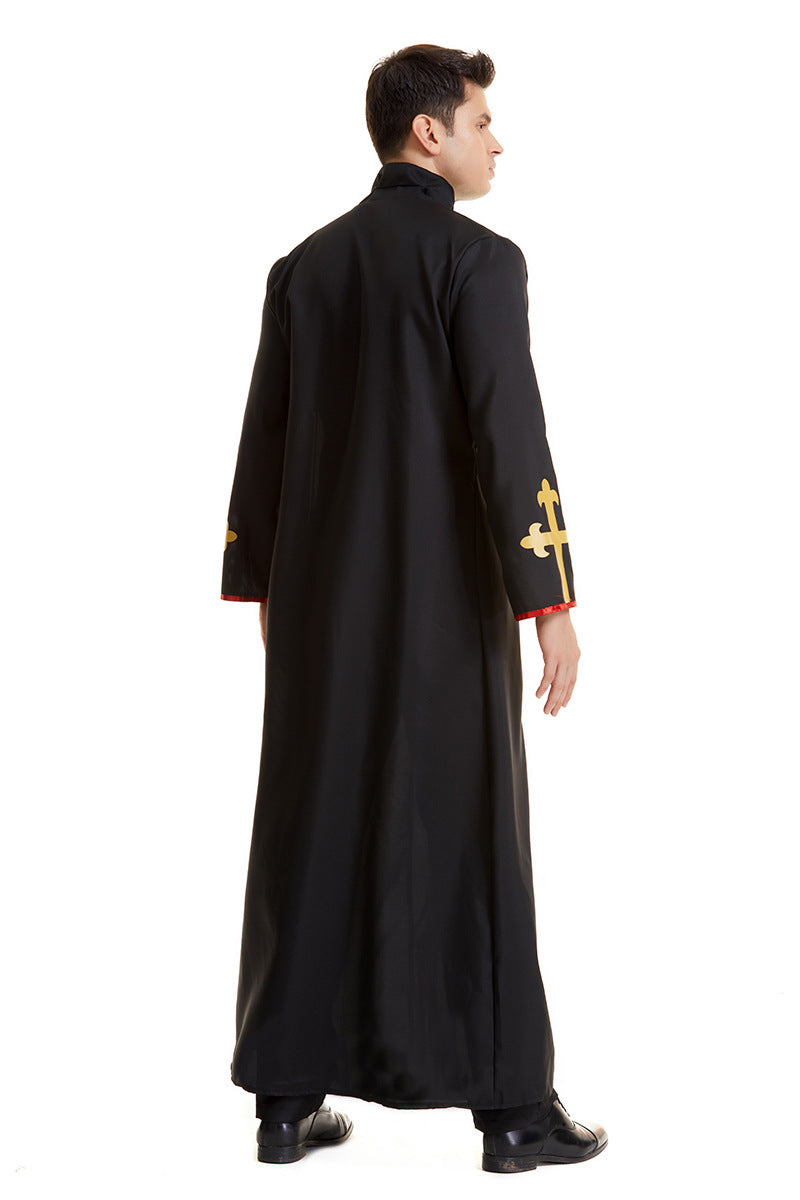 Halloween Men Priest Father Cosplay Religious Robe Carnival Party Sets