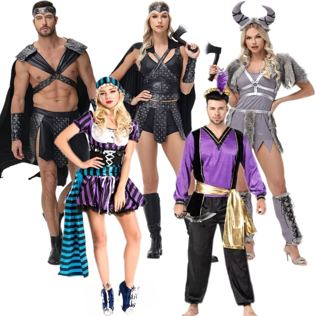Halloween Couple Spartan Gladiator Viking Warrior Cosplay Costume Set