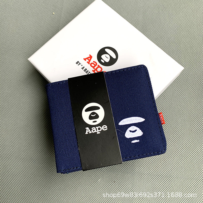 AAPE Embroidered Logo Bifold Wallet Multi Color Canvas Card