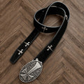 Chrome Hearts Cross Horsehair Leather Belt Gothic Metal Rivet Waist
