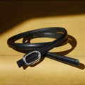 Women Slim Leather Belt Oval Silver Buckle 2nd Layer Cowhide Waistband