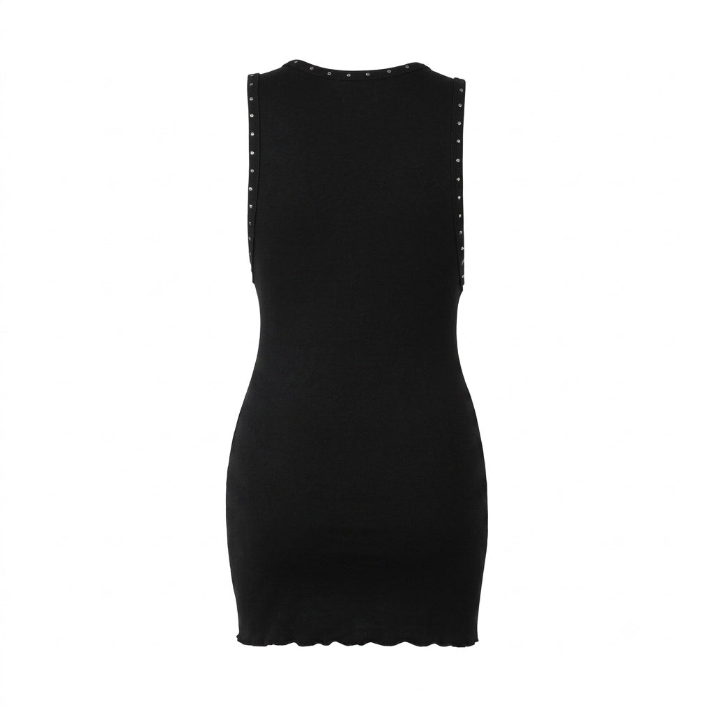 Back view of a Lost Intricacy black tank mini dress