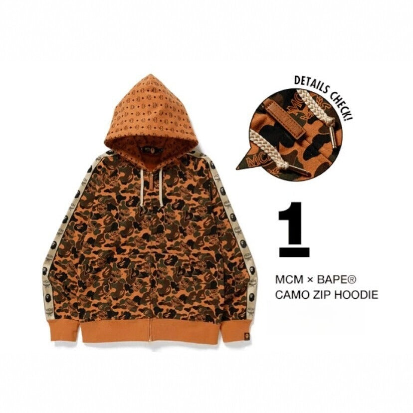 BAPE × MCM Camo Zip-Up Hoodie Brown Camo
