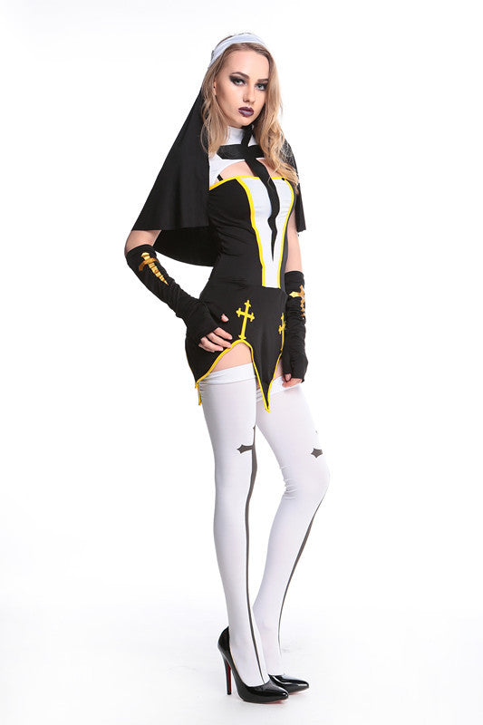 Halloween Women Sexy Nun Cosplay Devil Vampire Party Fancy Dress Sets