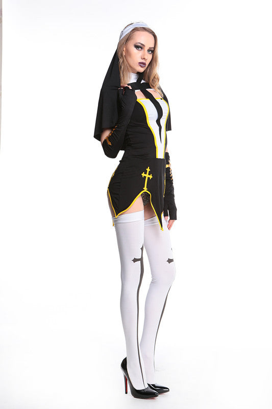 Halloween Women Sexy Nun Cosplay Devil Vampire Party Fancy Dress Sets