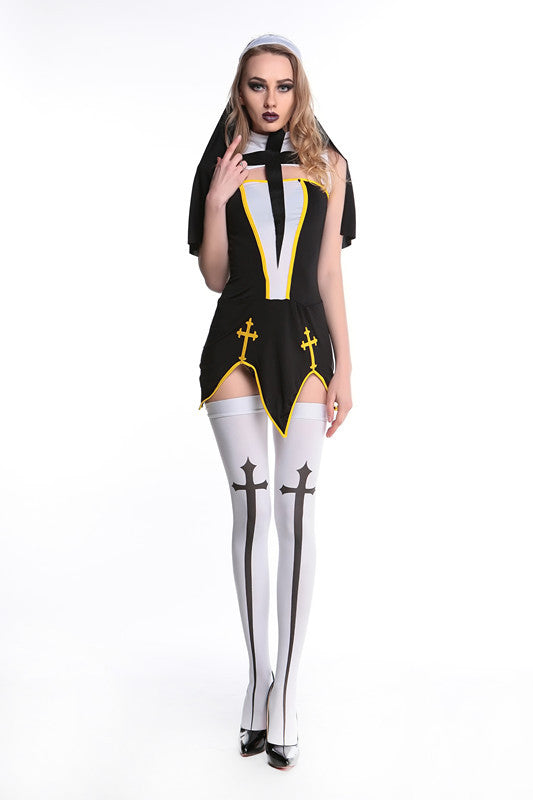 Halloween Women Sexy Nun Cosplay Devil Vampire Party Fancy Dress Sets