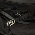Futuristic Logo Leather Belt Polished Metal Buckle Fashion Waist Belt