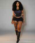 Celestia Anaya Graphic Cropped Tank Top Mini Shorts 2 Piece Set Women