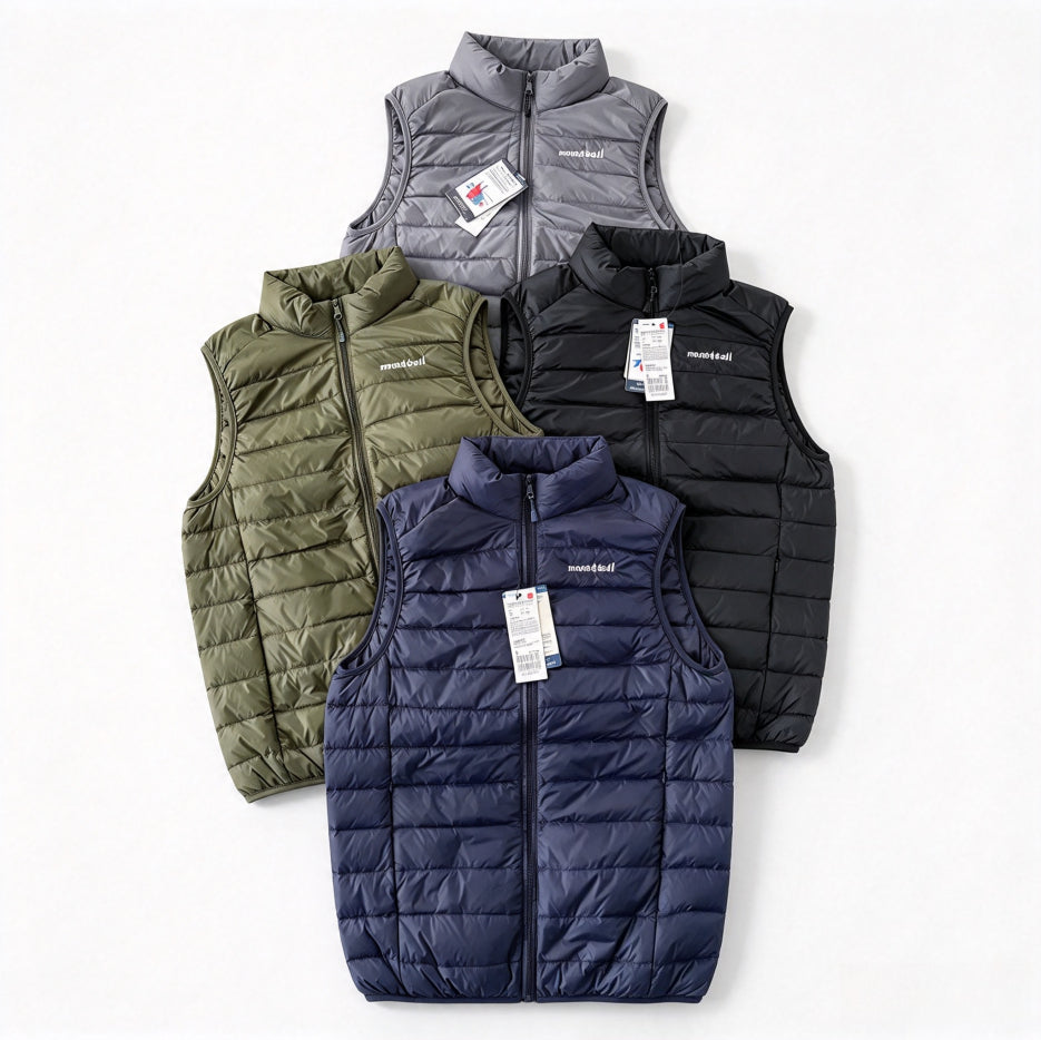 Montbell Plasma Down Vest Stand Collar Zip Ultralight Warm Gilet