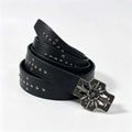 Chrome Hearts Knight Sword Cross Studded Leather Belt Punk Waist Belt