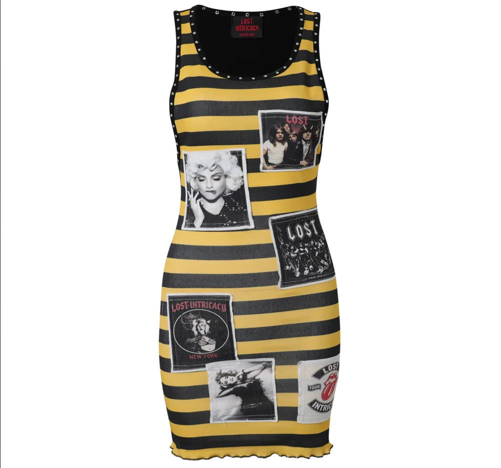 Lost Intricacy Multi‑Print Rhinestone Rivet Bodycon Mini Dress Women