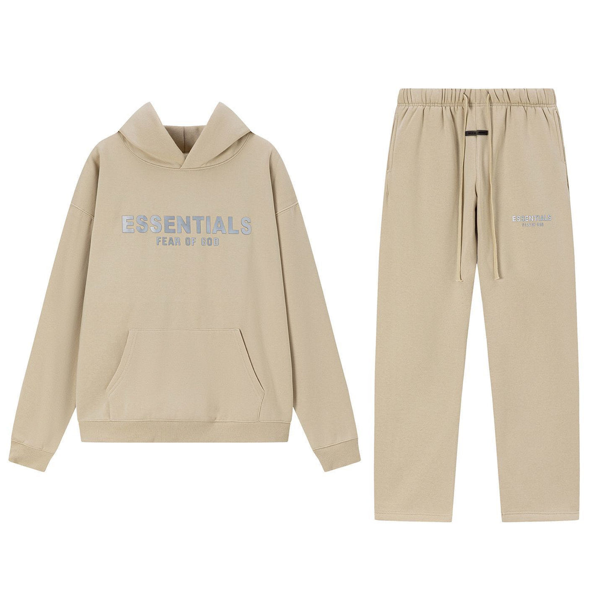 Fear Of God Essentials 3D Silicone Logo Fleece Hoodie Sweatpants Set