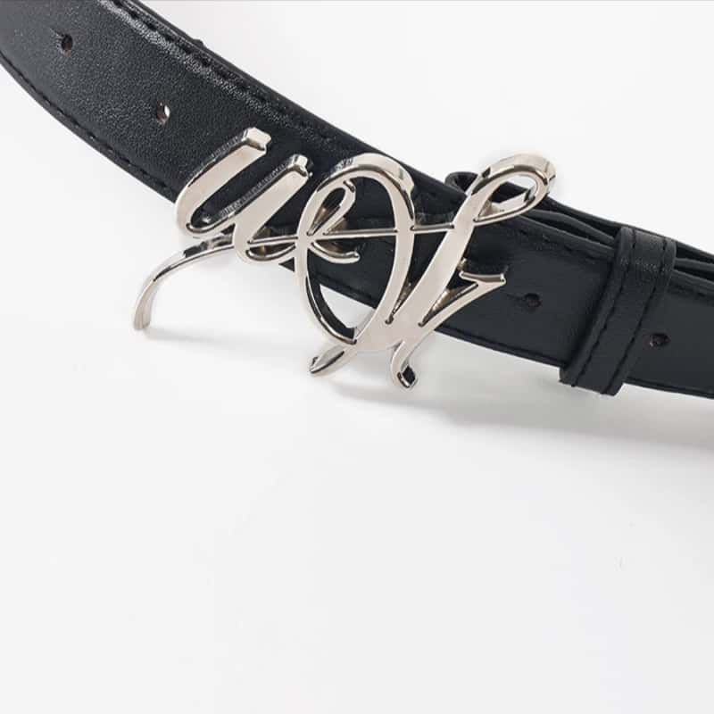 WESTAYONE Leather Belt Signature Logo Metal Buckle Women Fashion Waist
