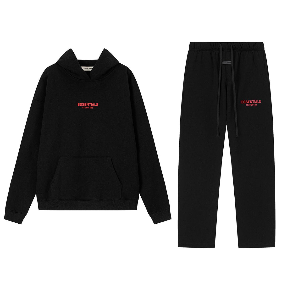 Fear Of God Essentials 3D Silicone Logo Fleece Hoodie Sweatpants Set