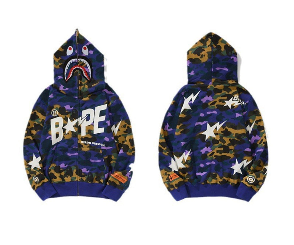 BAPE x Heron Preston Mix 1st Star Camo Shark Full Zip Hoodie