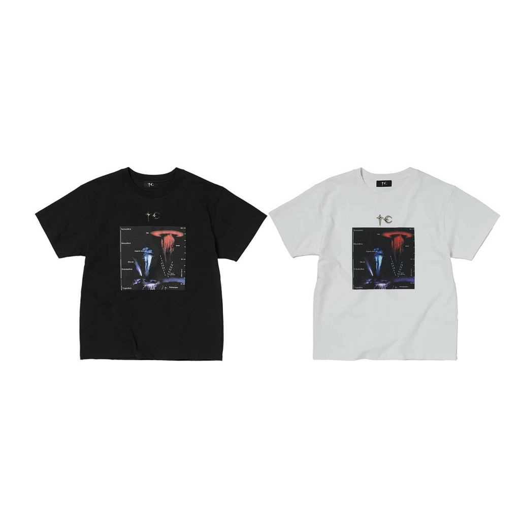 Thug Club Totem Print Metal Moon Star Crew Neck Short Sleeve T Shirt