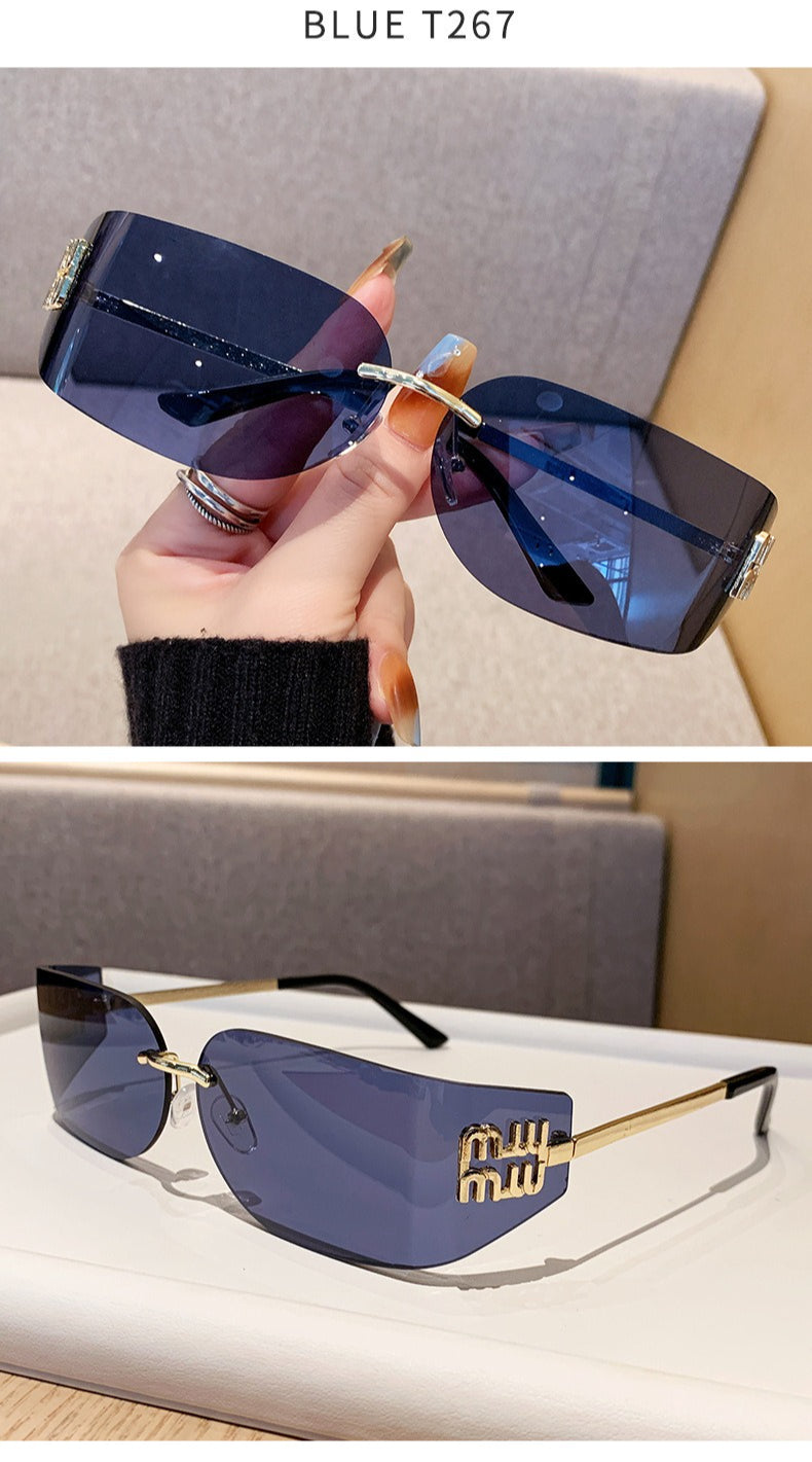 Miu Miu MU 54YS Y2K Rimless Gradient Narrow Frame Womens Sunglasses
