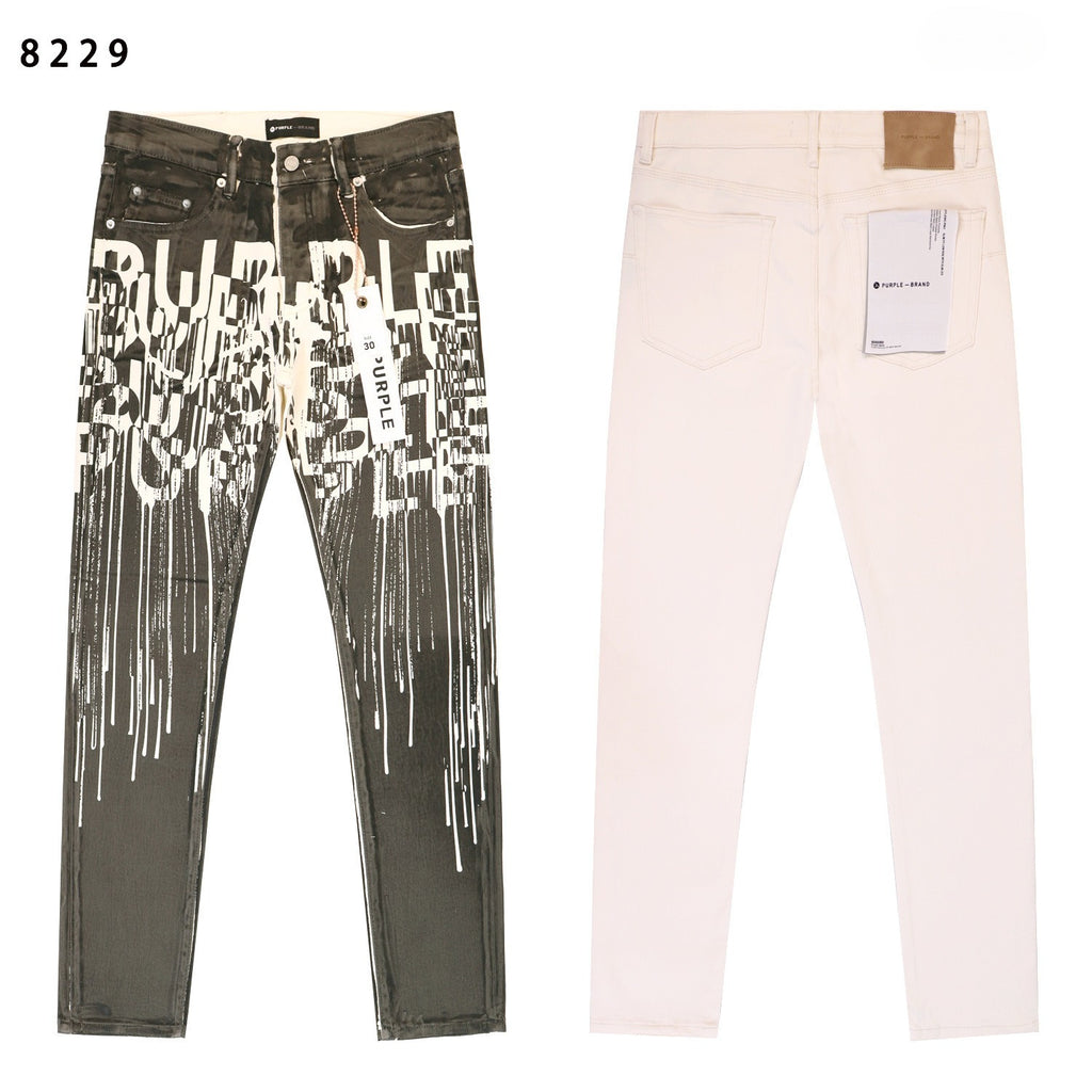 Purple Brand Hand Paint Ripped Skinny Denim Jeans Unisex