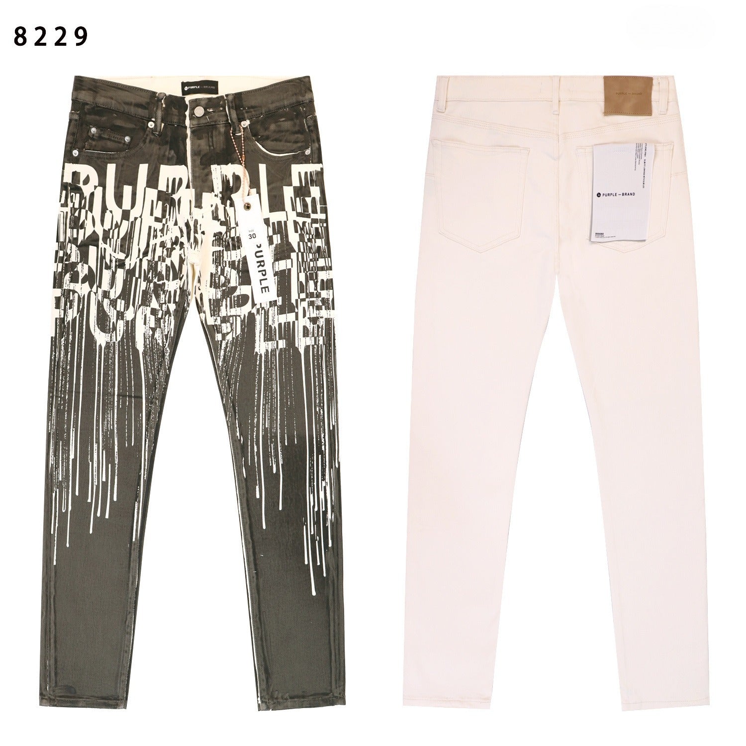Purple Brand Hand Paint Ripped Skinny Denim Jeans Unisex