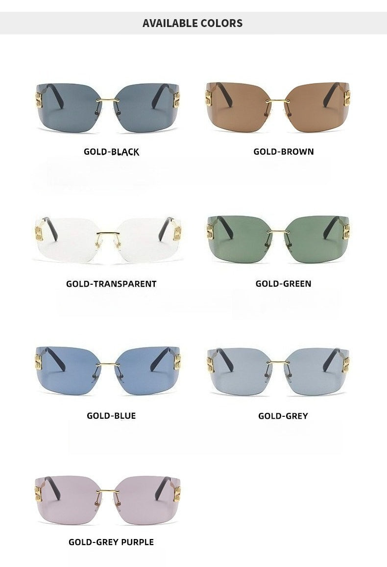 Miu Miu MU 54YS Runway Y2K Rectangle Rimless Womens Sunglasses