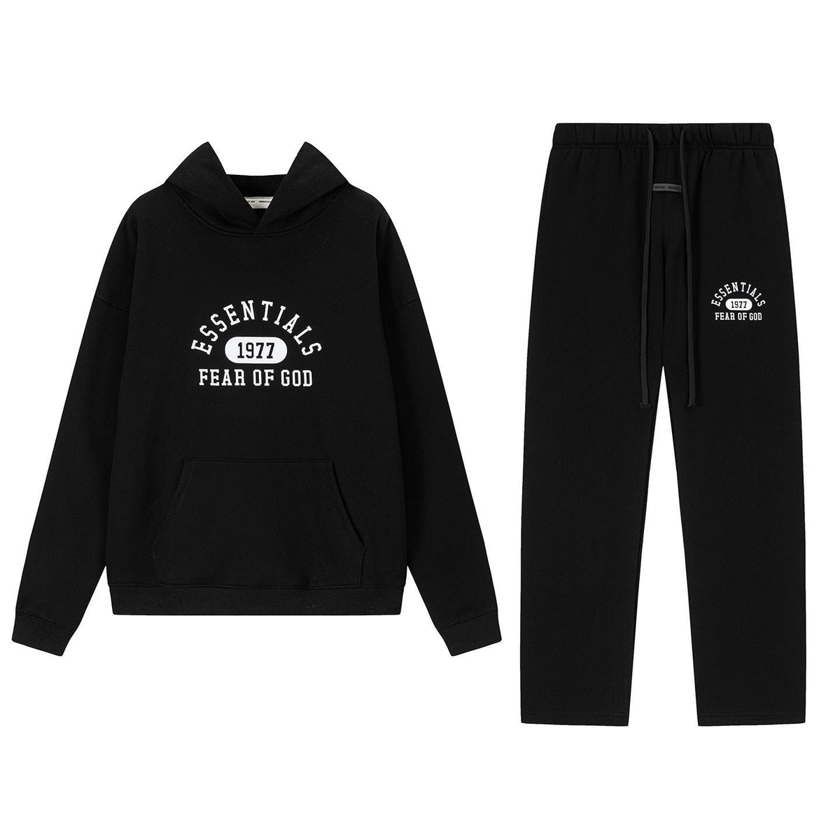 Fear Of God Essentials 3D Silicone Logo Fleece Hoodie Sweatpants Set