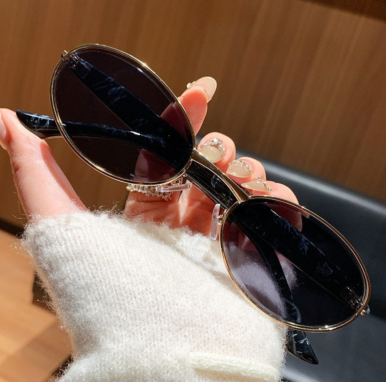Miu Miu SMU52YS Sardine Oval Metal Sunglasses Gradient Lens Women Y2K