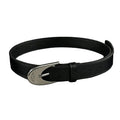 Full Grain Leather Belt Teardrop Wing Buckle Matte Silver Waist Belt